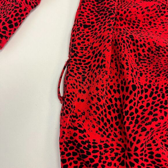 Rock & Republic Animal Print Shirt Dress Women M Medium Red Rolled Sleeves *READ - Picture 9 of 11